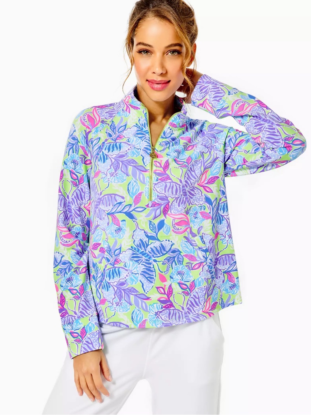 Lilly Pulitzer | UPF 50+ Half-Zip Popover in Dew Drop Stay Fly